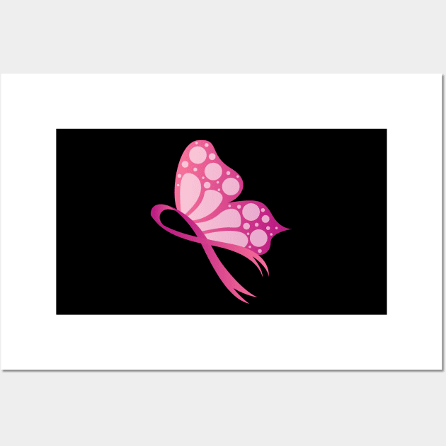 Pink Butterfly Ribbon Breast Cancer Supporter Wall Art by ScottsRed